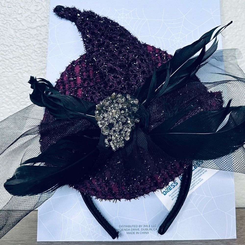 HalloweenāWitch Purple Black Jeweled HatāHeadband